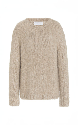 Oatmeal Welfat Cashmere Lawrence Knit Sweater - Front View | Gabriela Hearst