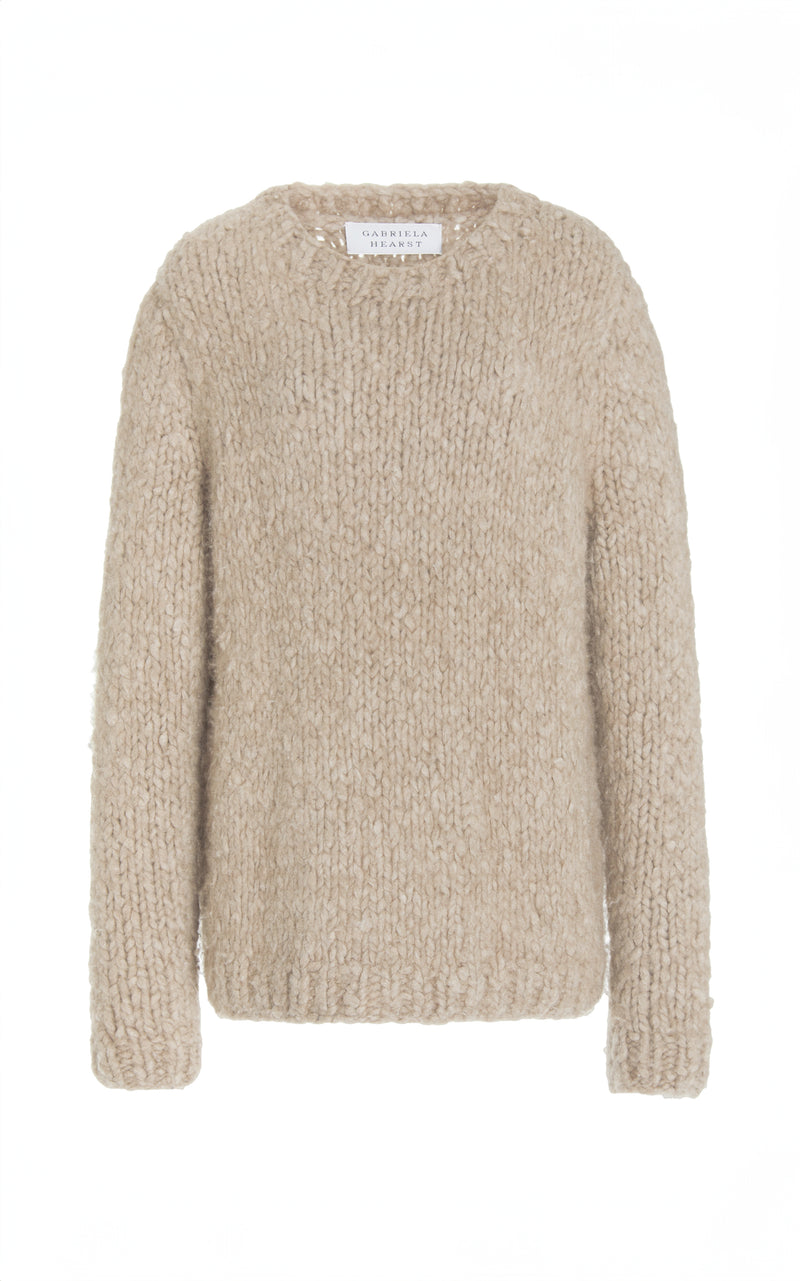 Oatmeal Welfat Cashmere Lawrence Knit Sweater - Front View | Gabriela Hearst