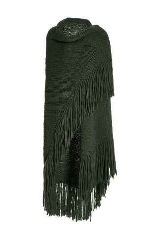Lauren Knit Wrap in Deep Olive Welfat Cashmere