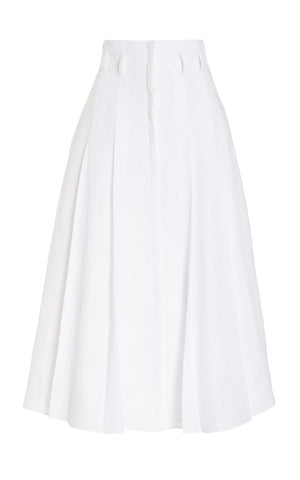 Dugald Pleated Skirt in White Aloe Linen