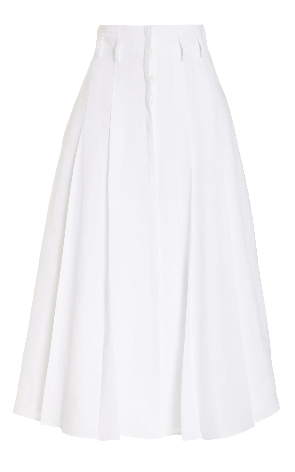 Dugald Pleated Midi Skirt in White Aloe Linen Gabriela Hearst