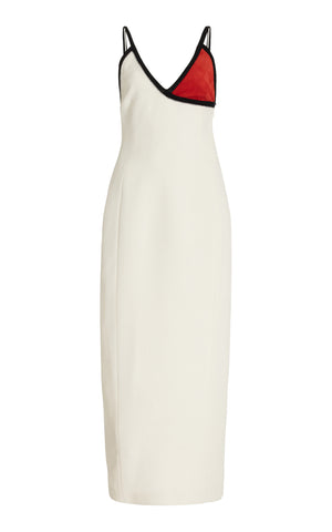 Edina Dress in Ivory Double-Face Wool Crepe