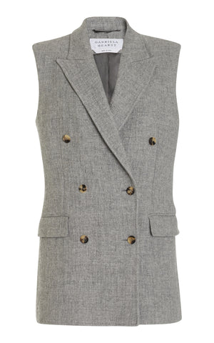 Mayte Vest in Light Grey Cashmere Linen