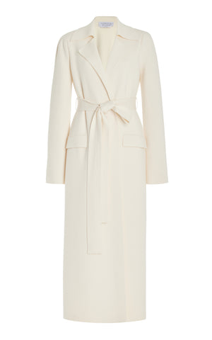 Evan Knit Trench Coat in Ivory Wool