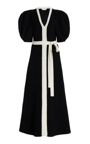 Lilias Knit Dress in Black & Ivory Merino Wool