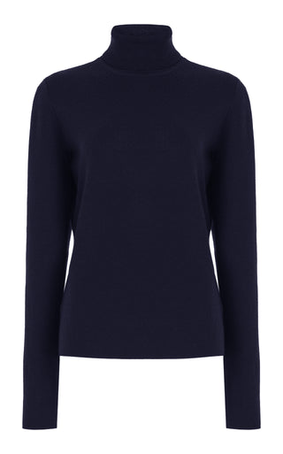 Dark Navy Wool Cashmere May Turtleneck - Front View | Gabriela Hearst
