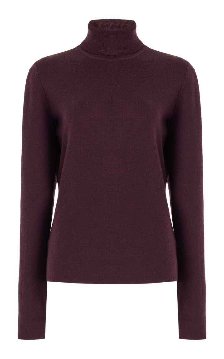 May Knit Turtleneck in Deep Bordeaux Merino Wool Cashmere