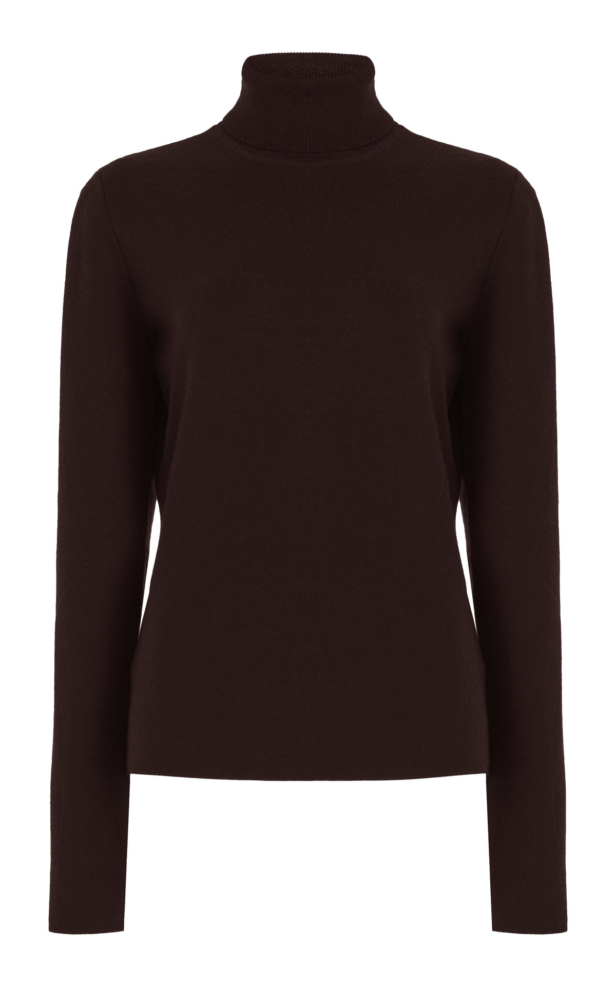 May Knit Turtleneck in Chocolate Merino Wool Cashmere