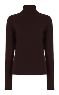 May Knit Turtleneck in Chocolate Merino Wool Cashmere