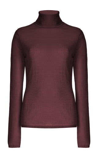 Costa Knit Turtleneck in Deep Bordeaux Cashmere Silk