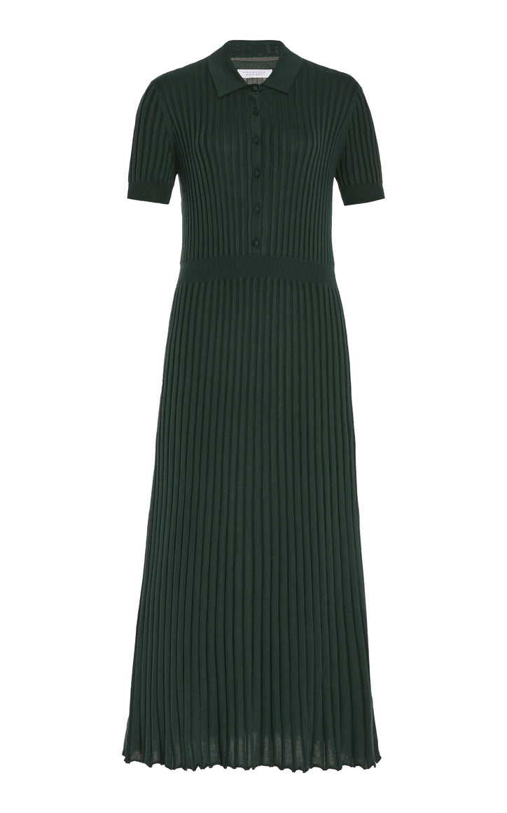 Amor Knit Midi Dress in English Green Cashmere Silk