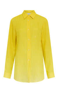 Reyes Shirt in Cadmium Yellow Cashmere Silk Herringbone