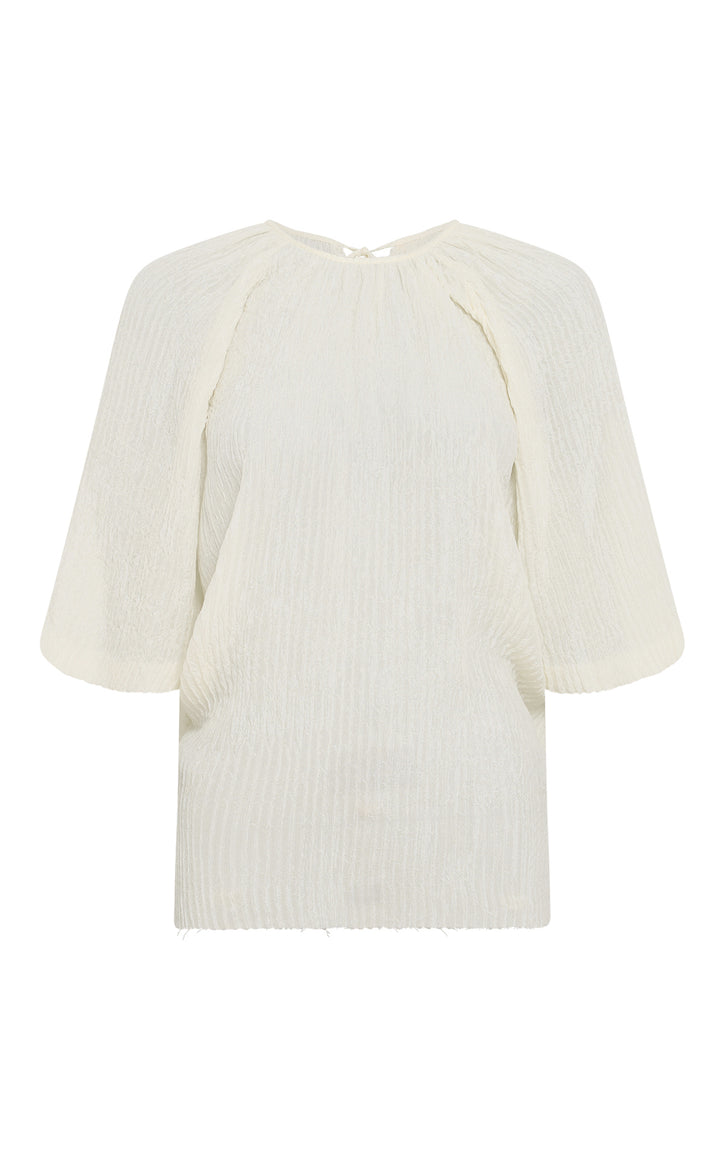 Nula Top in Ivory Plisse Silk