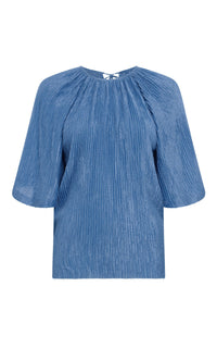 Nula Top in Sky Plisse Silk