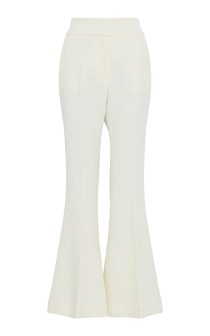 Marsh Flare Cropped Pant in Ivory Wool Crepe