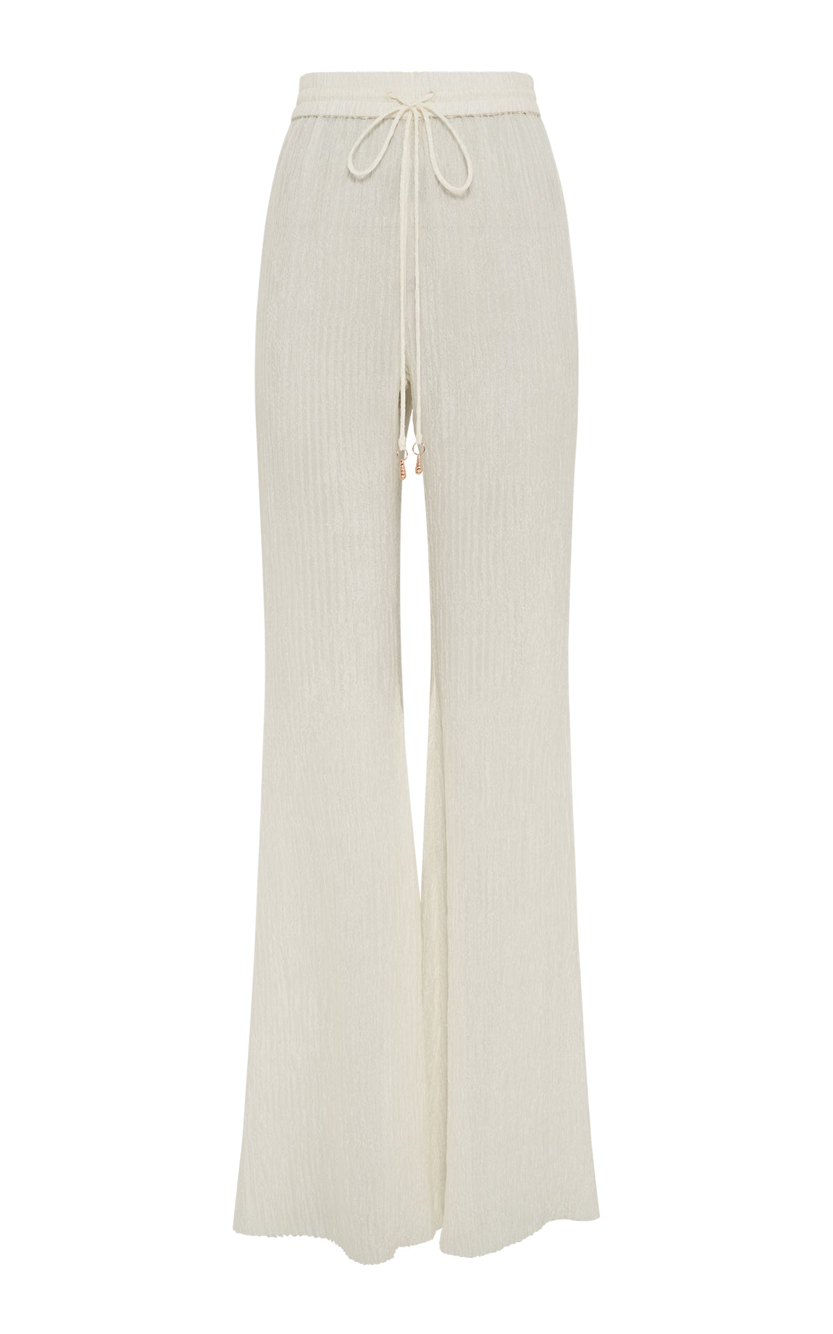 Claude Flare Pant in Ivory Plisse Silk