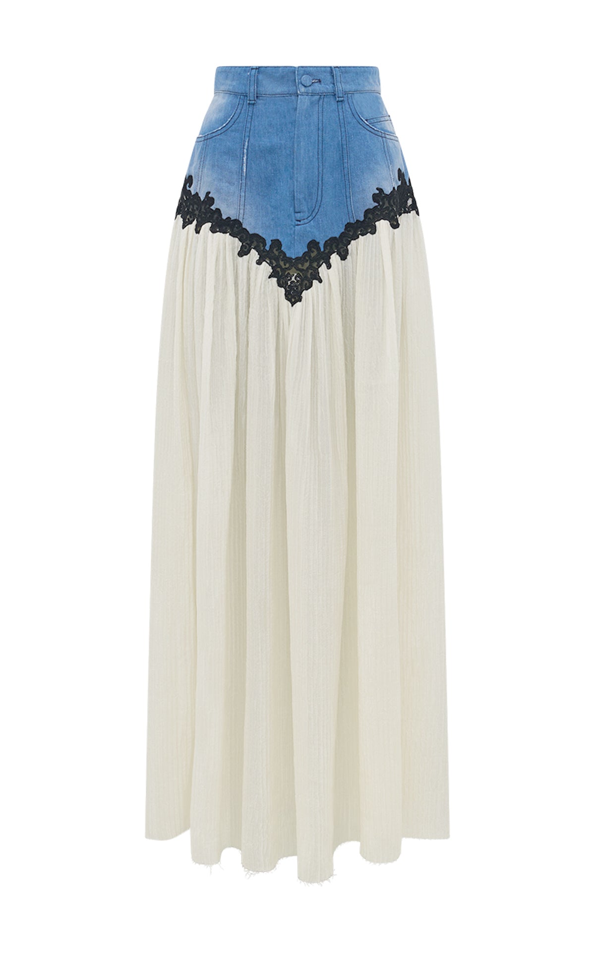 Cotton denim maxi skirt best sale