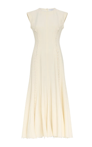 Kendal Laces Midi Dress in Ivory Wool