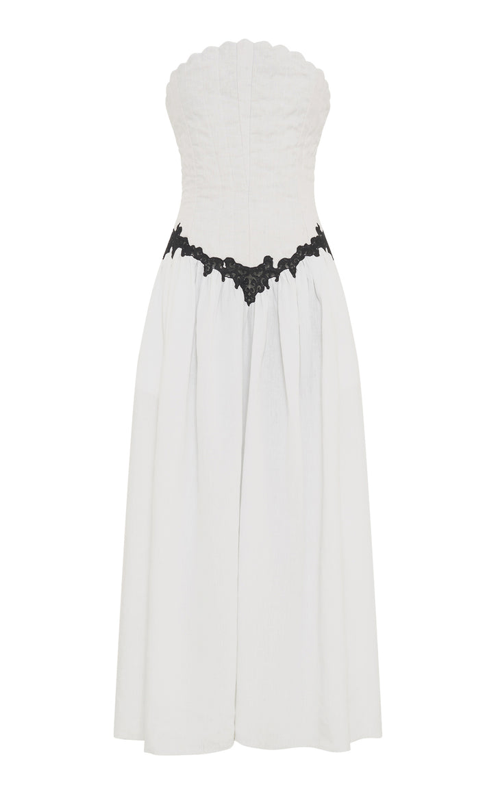 Glenn Lace Maxi Dress in White Aloe Linen