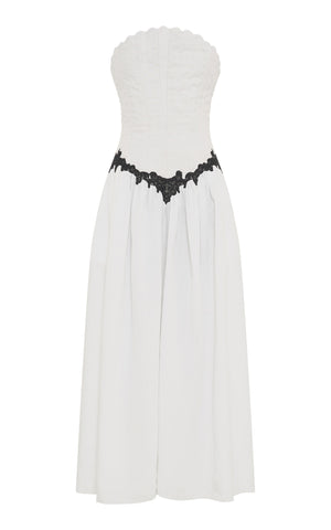 Glenn Lace Maxi Dress in White Aloe Linen