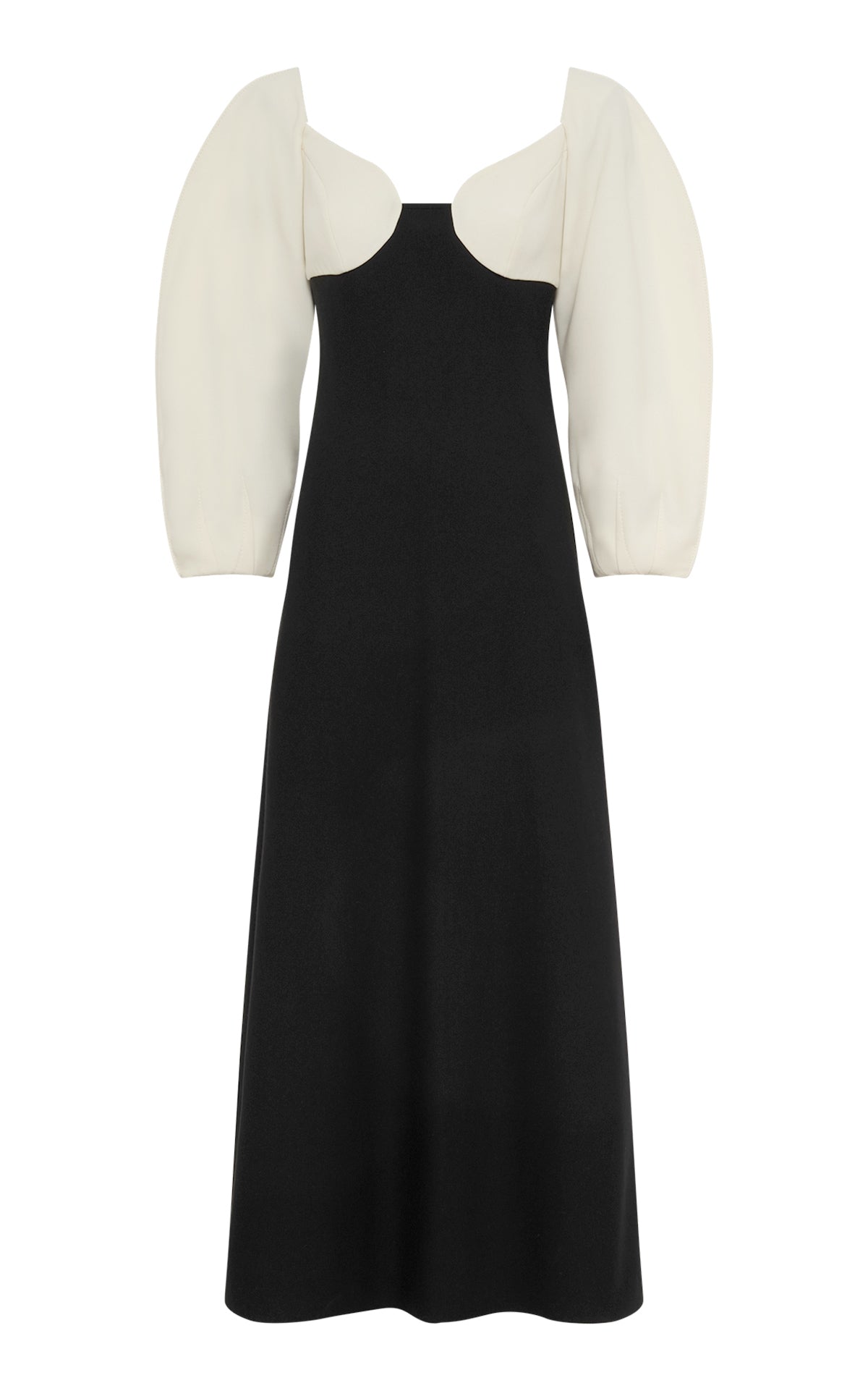 Dee Maxi Dress in Ivory & Black Wool Crepe – Gabriela Hearst