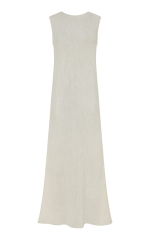 Carling Maxi Dress in Ivory Plisse Silk