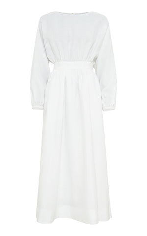 Ahmose Maxi Dress in White Aloe Linen