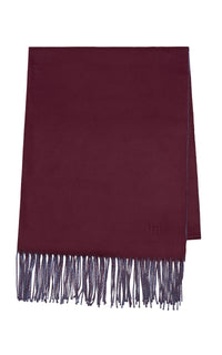 Hollis Fringe Scarf in Bordeaux & Sky Silk