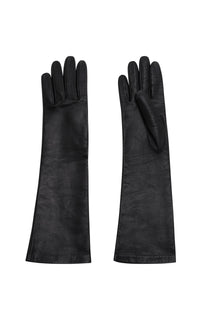 Somerton Long Gloves in Black Nappa Leather