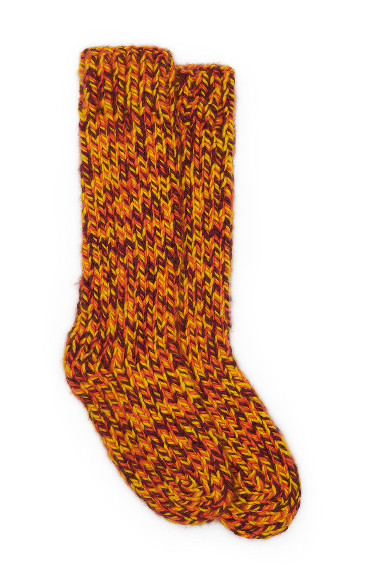 Leto Knit Socks in Cadmium Yellow, Spice & Bordeaux Cashmere