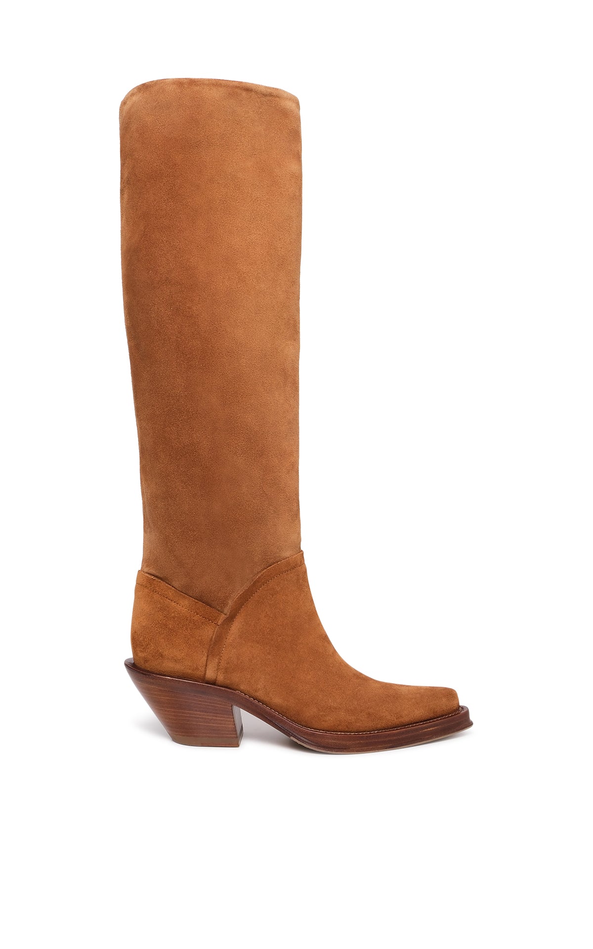 Camero Knee-High Cowboy Boot in Cognac Suede