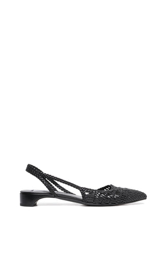 Black Braided Goat Leather Perro Slingback Pump - Side View | Gabriela Hearst