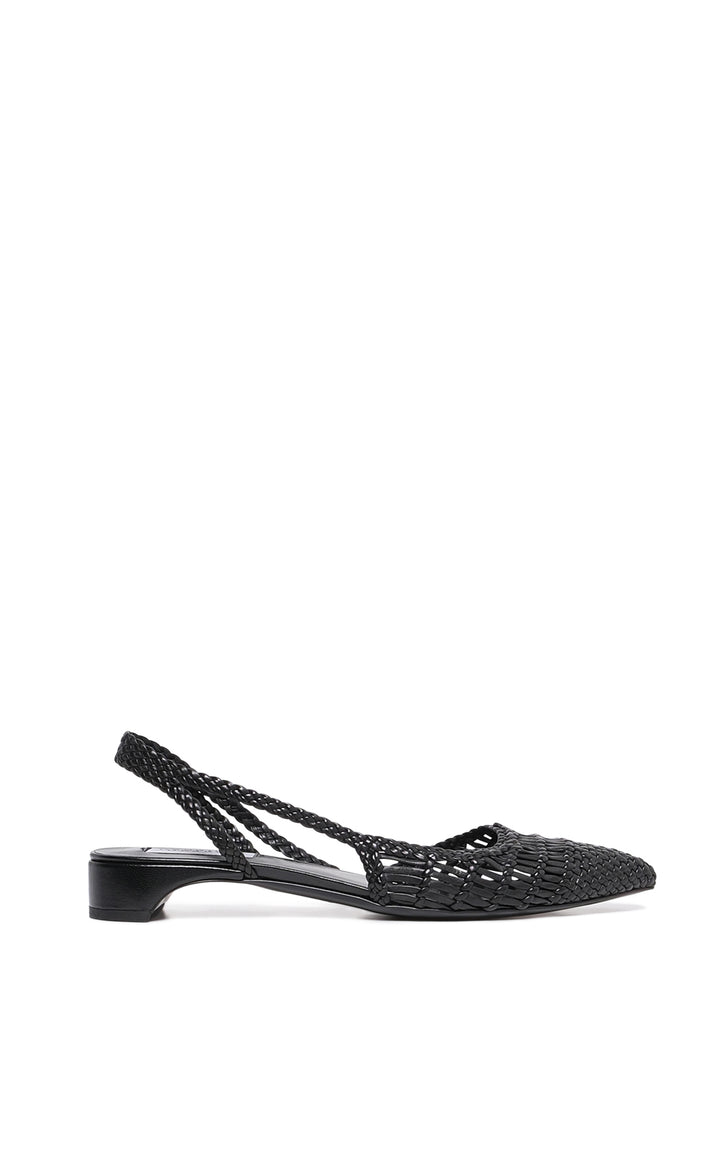 Perro Braided Slingback Pump in Black Leather