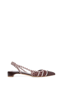 Perro Braided Slingback Shoe in Chocolate Multi Leather