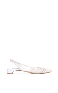 Perro Braided Slingback Shoe in Pearlized White Leather