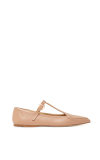 Liv Ballerina Flat Shoe in Nude Nappa Leather