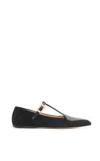 Liv Ballerina Flat Shoe in Black Suede