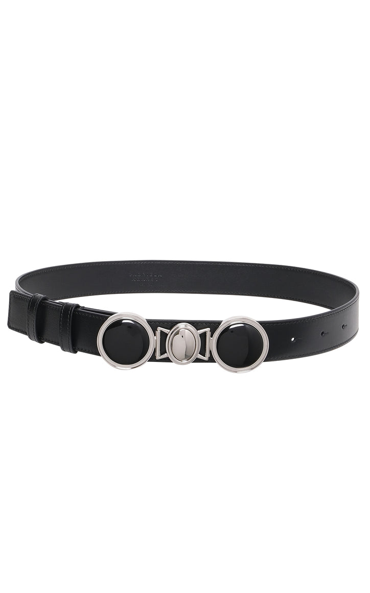 Grange Stone Belt in Black Leather