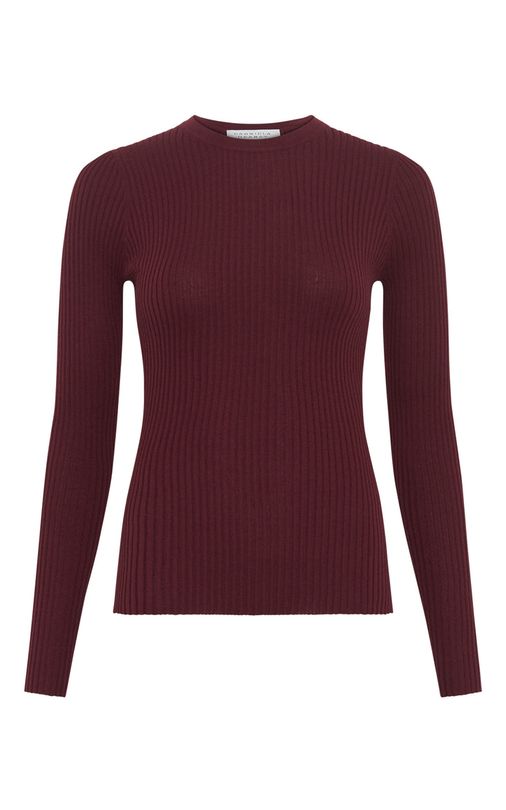 Browning Knit Sweater in Bordeaux Cashmere Silk