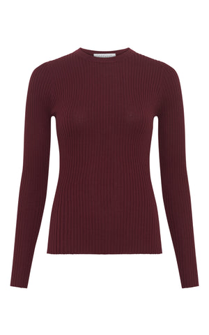 Browning Knit Sweater in Bordeaux Cashmere Silk