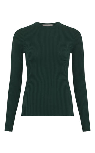 Green Cashmere Silk Browning Knit Sweater - Flat Lay | Gabriela Hearst