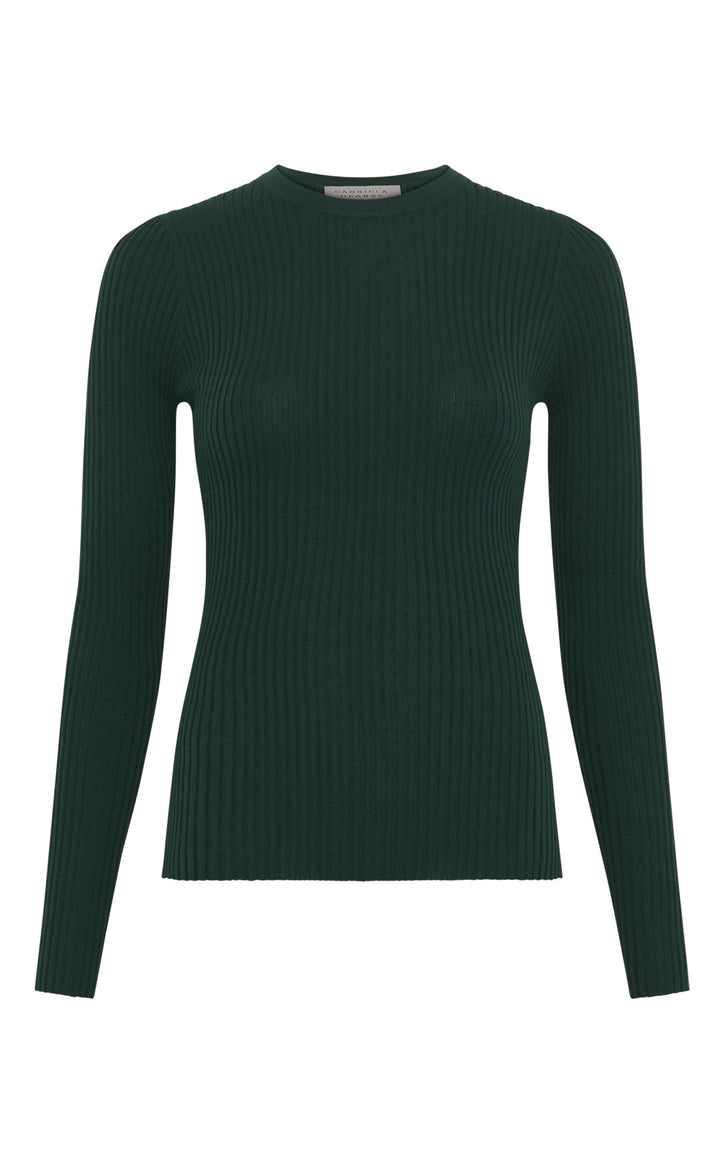 Browning Knit Sweater in English Green Cashmere Silk