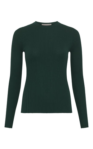 Browning Knit Sweater in English Green Cashmere Silk