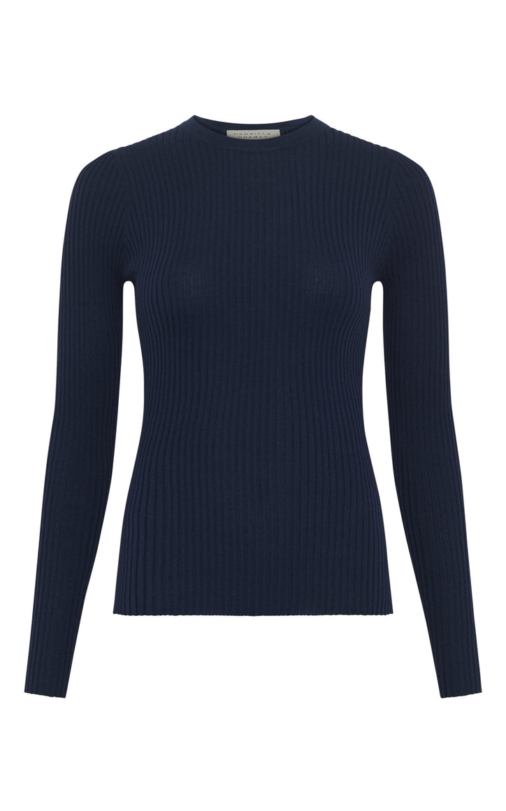 Browning Knit Sweater in Electric Navy Cashmere Silk