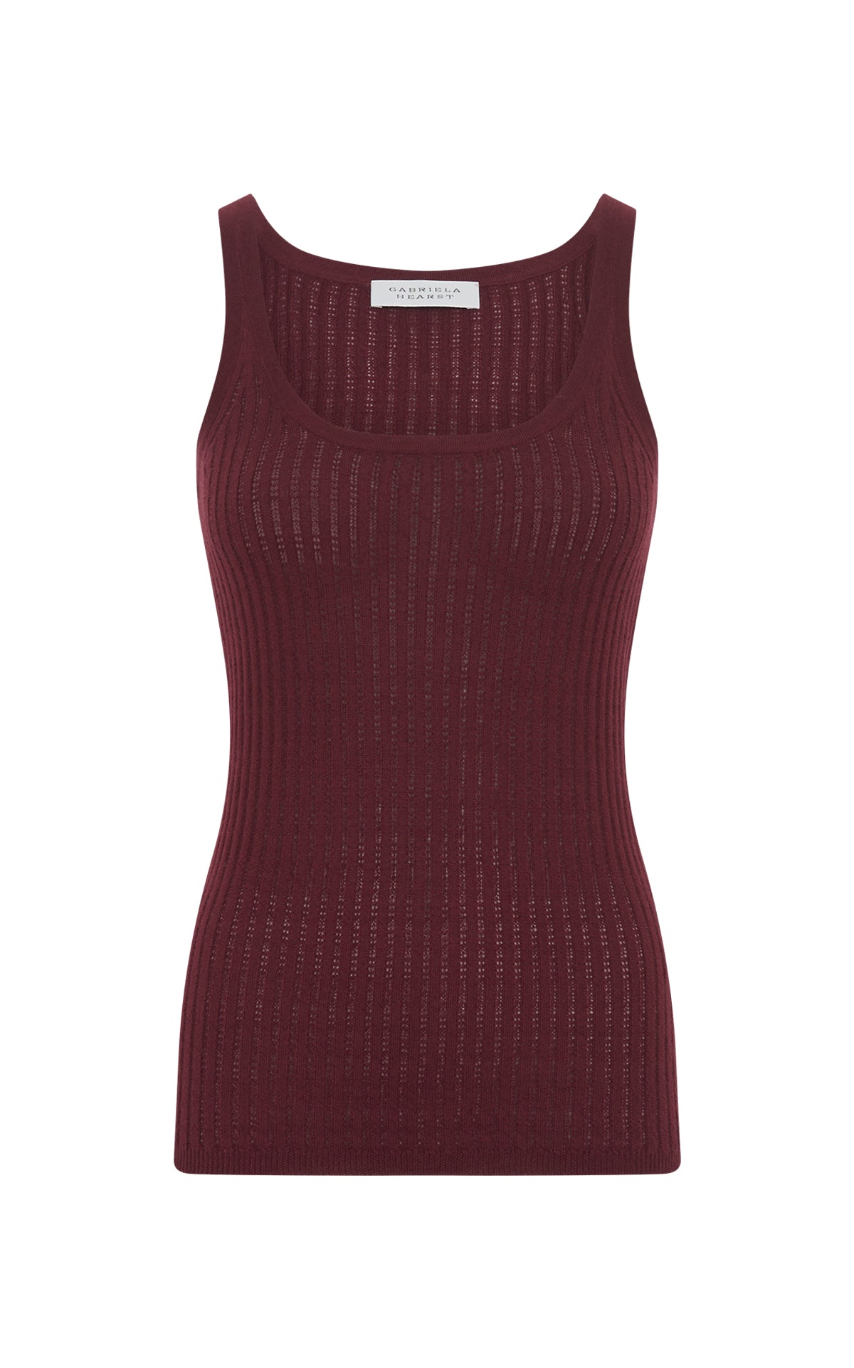 Nevin Pointelle Knit Tank Top in Bordeaux Cashmere Silk – Gabriela