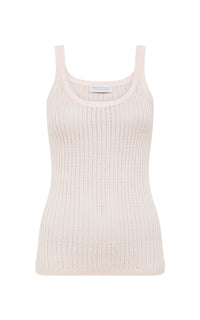 Nevin Pointelle Knit Tank Top in Pale Blush Cashmere Silk