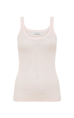 Nevin Pointelle Knit Tank Top in Pale Blush Cashmere Silk