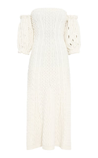 Alastor Knit Maxi Dress in Ivory Wool Cashmere