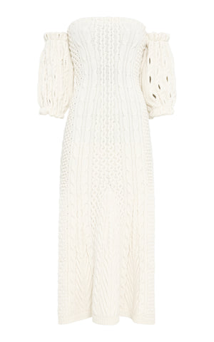 Alastor Knit Maxi Dress in Ivory Wool Cashmere