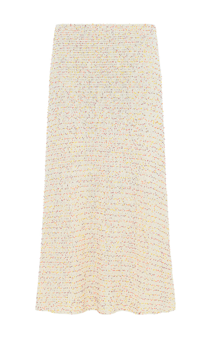 Pan Knit Maxi Skirt in Ivory Multi Beaded Cashmere